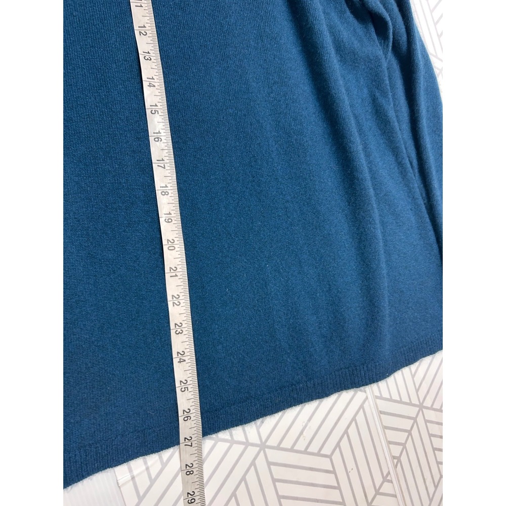 McDuff 100% Cashmere Teal Mock Neck Women's size M Pullover Sweater a5 - Picture 6 of 7